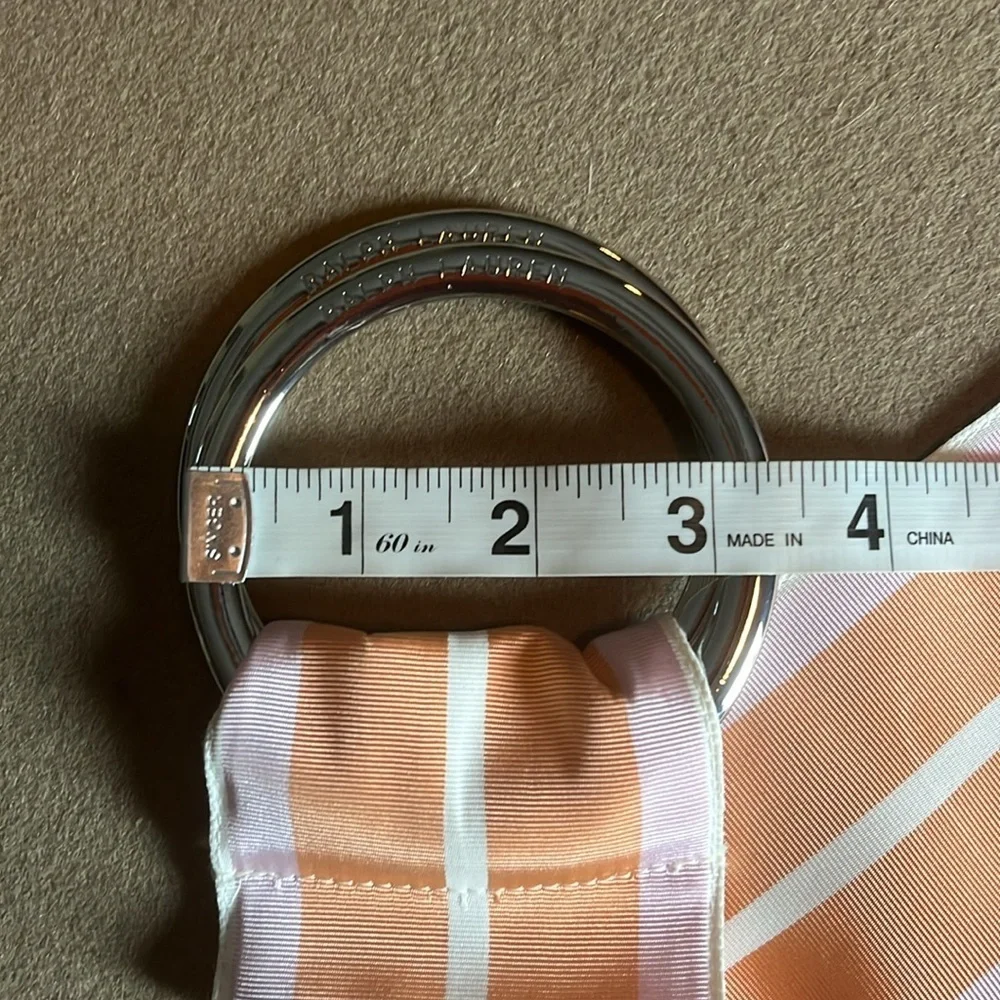 RALPH LAUREN 3” Wide Striped Ribbon Belt - Pastel Orange & Pink - XS to Med